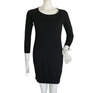 JAMES PERSE Sweatshirt Dress, 1/S, Black, Mini, 3/4 sleeves, Slub style